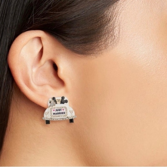 NWT Disney BaubleBar Mickey & Minnie Just Married White Convertible Earrings - Picture 3 of 10